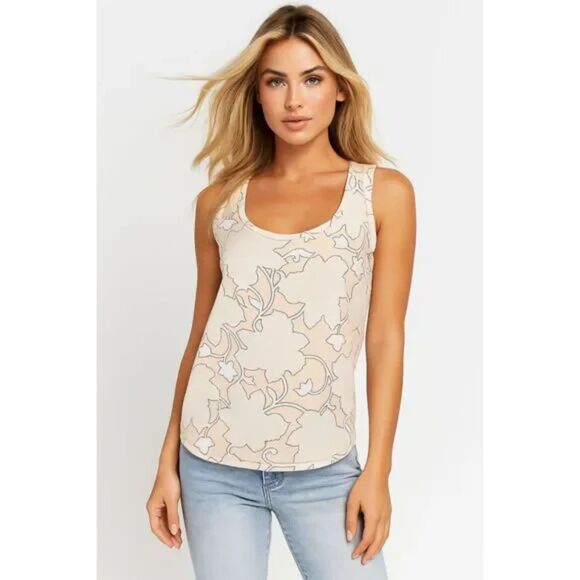 ANN TAYLOR LIGHT PEACH FLORAL PRINT CROCHET TRIMMED SHIRT BLOUSE TOP SIZE: M NWT - Picture 7 of 7